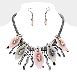 Glass Crystal Enamel Statement Necklace