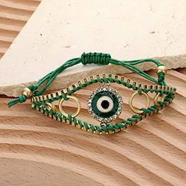 Enamel Evil Eye Adjustable Pull Tie Cinch Bracelet