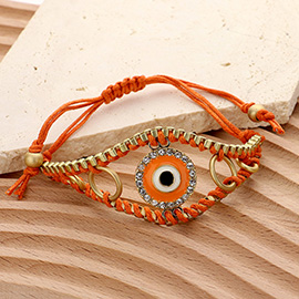 Enamel Evil Eye Adjustable Pull Tie Cinch Bracelet