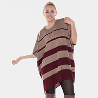 Stripe half sleeve poncho