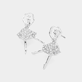 Crystal Paved Ballerina Girl Stud Earrings