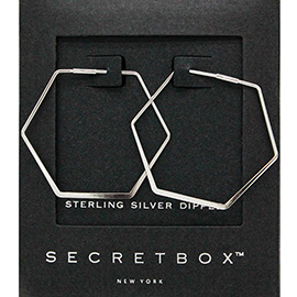 SECRET BOX_Sterling Silver Dipped Hexagon Hoop Earrings