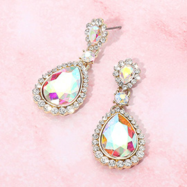 Rhinestone Pave Trim Crystal Evening Earrings