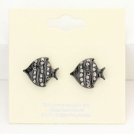 Crystal Pave Fish Stud Earrings