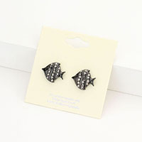 Rhinestone Pave Fish Stud Earrings