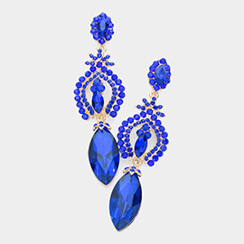 Marquise Glass Crystal Dangle Evening Earrings