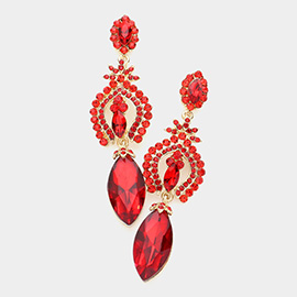 Marquise Glass Crystal Dangle Evening Earrings