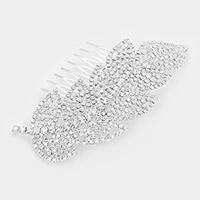 Pave Rhinestone Leaf Hair Comb