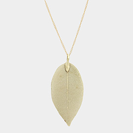 Natural Dipped Filigree Leaf Pendant Long Necklace