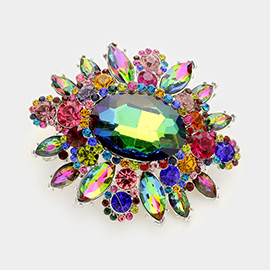 Oval Center Stone Pin Brooch 