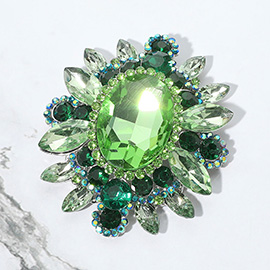 Oval Center Stone Pin Brooch 