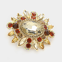 Oval Center Stone Pointed Brooch / Pendant
