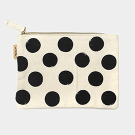 Polka Dot Pattern Printed Cotton Canvas Eco Pouch Bag