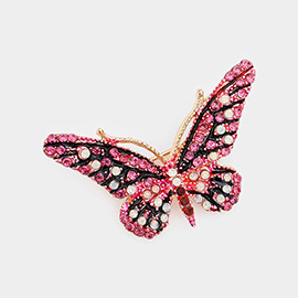 Crystal Rhinestone Paved Butterfly Pin Brooch