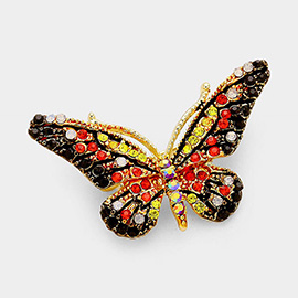 Crystal Rhinestone Paved Butterfly Pin Brooch