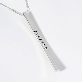 BLESSED Brass Metal Bar Pendant Necklace