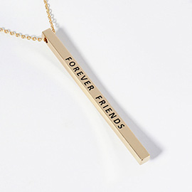 FOREVER FRIENDS Brass Metal Bar Pendant Necklace