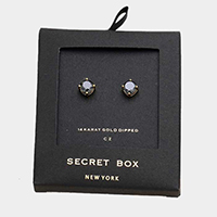 Secret Box _ 14K Gold Dipped CZ Round Stud Earrings