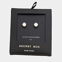 Secret Box _ 14K Gold Dipped CZ Round Stud Earrings