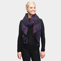 Plaid Frayed End Oblong Scarf