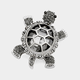 Stone Embellished Turtle Pin Brooch