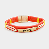 Weave Cord Brave Metal Bar Magnetic Bracelet