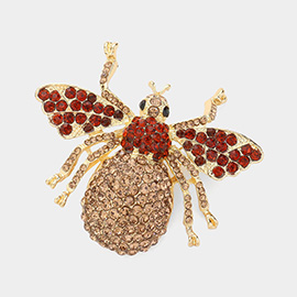 Crystal Rhinestone Pave Bug Pin Brooch