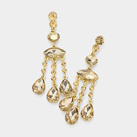 Glass Teardrop Accented Evening Earrings