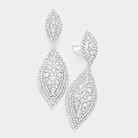 Marquise Rhinestone Clip on Earrings