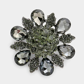 Floral Glass Stone Pin Brooch