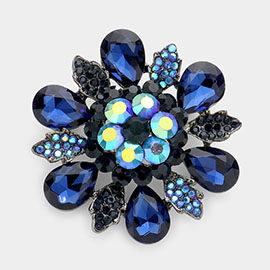 Floral Glass Stone Pin Brooch