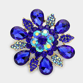 Floral Glass Stone Pin Brooch