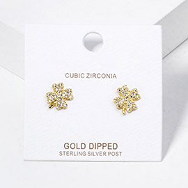 Cubic Zirconia Clover Stud Earrings