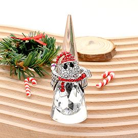 Snowman Teardrop Stone Accented Stretch Ring