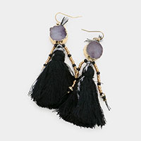 Boho Genuine Druzy Tassel Earrings