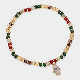 Hamsa Charm Beaded Stretch Bracelet