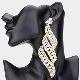 Oversized Pave Crystal Rhinestone Evening Earrings