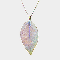 Natural Dipped Filigree Leaf Pendant Necklace