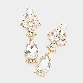 Marquise Glass Crystal Teardrop Dangle Evening Earrings