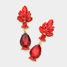 Marquise Glass Crystal Teardrop Dangle Evening Earrings