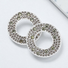 Stone Cluster Open Circle Earrings