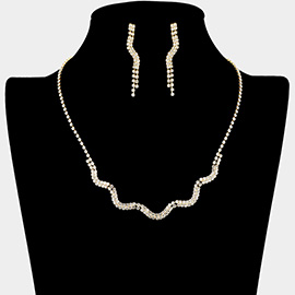 Wavy Rhinestone Pave Necklace