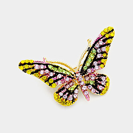 Crystal Rhinestone Pave Butterfly Pin Brooch