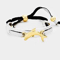 Metal Dolphin Adjustable Pull Tie Bracelet