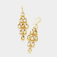 Teardrop Glass Crystal Cluster Vine Dangle Earrings