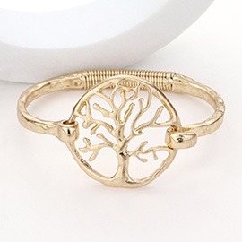 Hammered Metal Tree of Life Hook Bracelet