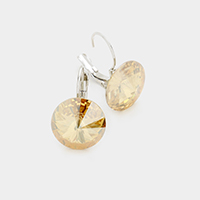 Genuine Round Crystal Lever Back Earrings