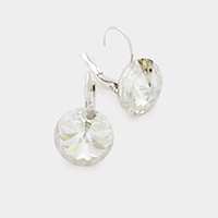 Genuine Round Crystal Lever Back Earrings