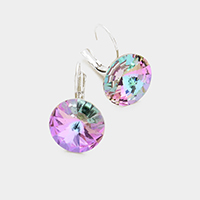Genuine Round Crystal Lever Back Earrings