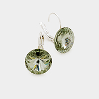 Genuine Round Crystal Lever Back Earrings
